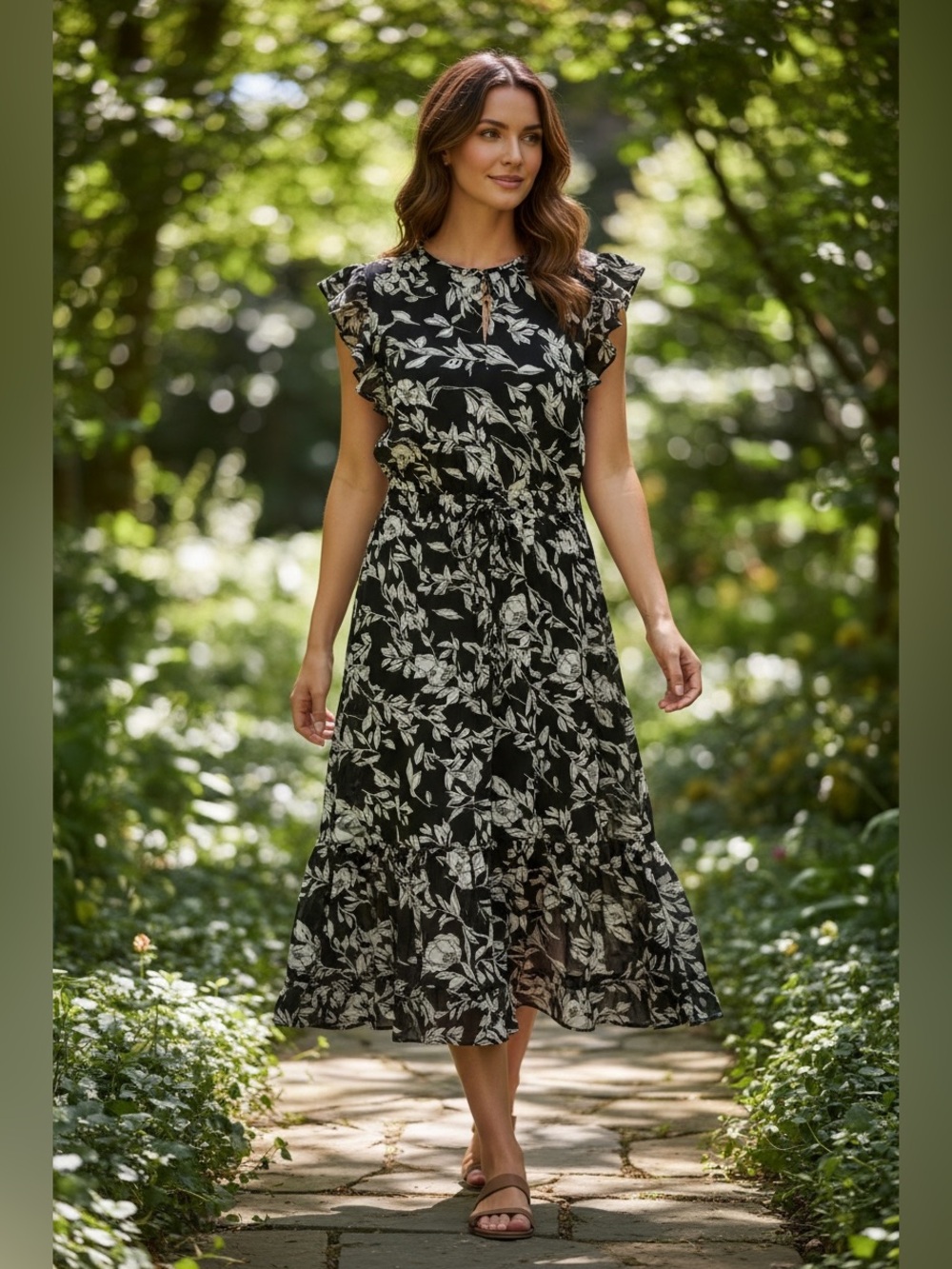 Pinch Black and White Floral Maxi Dress
